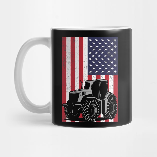 Tractor American Flag patriotic vintage farming by DragonTees